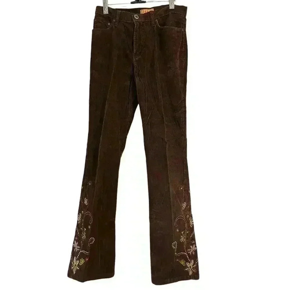 Vintage Zena Jeans Brown Corduroy Embroidered Size 4 Pants Mid rise women's - Picture 1 of 11